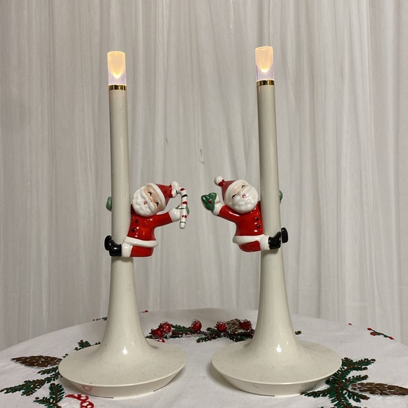 RARE! Vintage 1957’s NAPCO Japan Kitsch Santa’s candle climber  figurines! - Picture 3 of 16